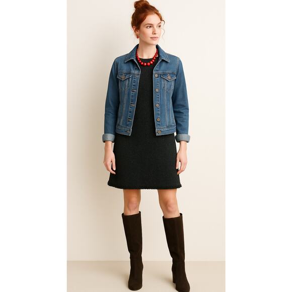 Talbots Black Tweed Sleeveless Shift Dress Size 2 Classic Chic Workwear Elegance - Picture 9 of 10